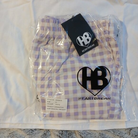 Heartbreak Women's Purple Gingham Frill Shorts Pajama Set UK SZ 12 / US SZ 8 - Picture 2 of 7